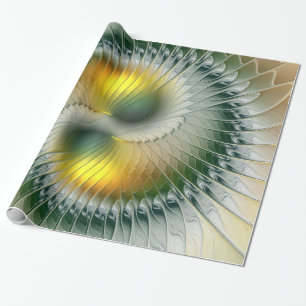 Papel De Regalo Yin Yang Verde Amarillo Fractal Abstracto Colorido