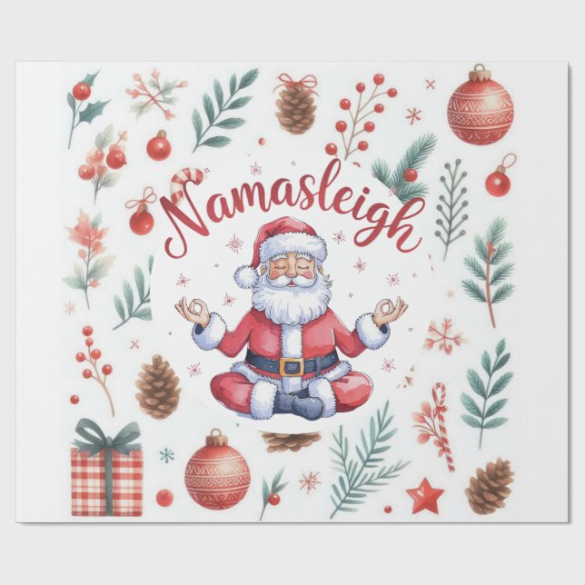 Papel De Regalo Yoga de Santa Claus con temas de Navidades (Superficie plana)