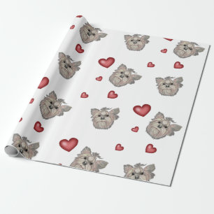 Papel De Regalo Yorkshire Terrier Bows Hearts Gift