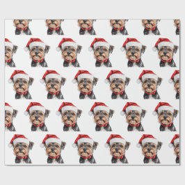 Papel De Regalo Yorkshire Terrier con sombrero de Santa