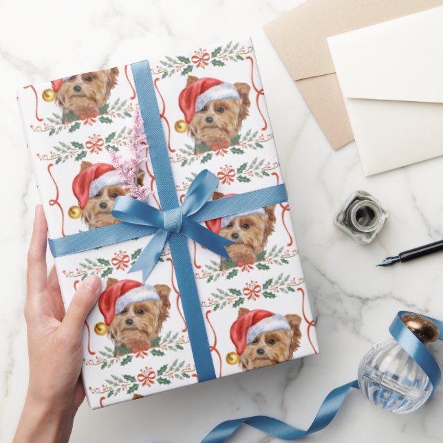 Papel De Regalo Yorkshire Terrier Dog Santa Christmas (Regalar)