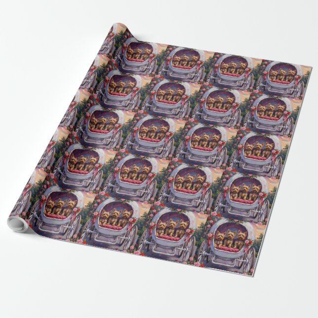 Papel De Regalo Yorkshire Terrier Dog Valentine's Day (Desenrollado)