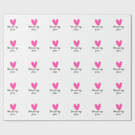 Papel De Regalo you are my love pink red heart watercolor kidretro