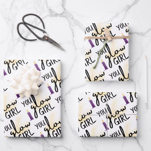 Papel de regalo You Glow Girl Hoja plana conjunto  (Anverso)