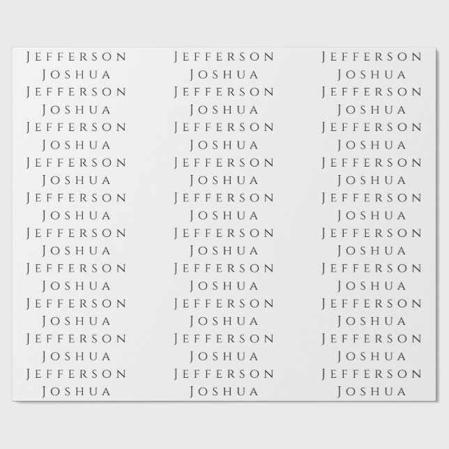 Papel De Regalo Your Name Professional Creative Plain Black White (Superficie plana)