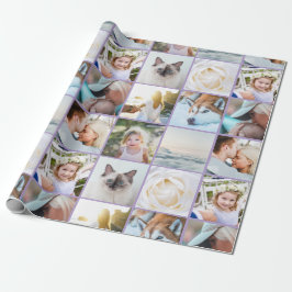 Papel De Regalo Your Photo Custom Grid Collage Lavender purple