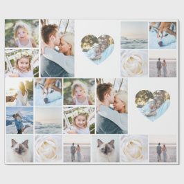 Papel De Regalo Your Photos Custom Collage Grid Heart Modern
