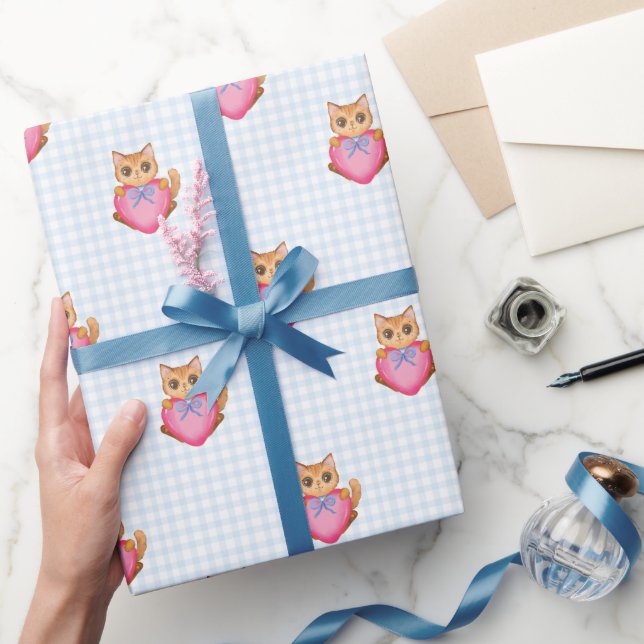 Papel De Regalo You're Purr-ty Special Gingham Kitty Cat (Regalar)