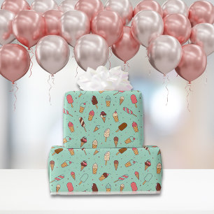 Papel De Regalo Yummy Ice Cream Pattern Mint Green