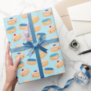 Papel De Regalo Yummy Sufganiyot Jelly Donuts Patrón Hanukkkah