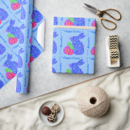 Papel De Regalo Z Huevos de Pascua de Pascua Azul Personalizados