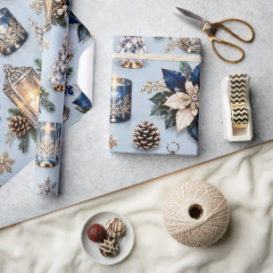 Papel De Regalo Zafiro Azul Hielo Luz de Velas de Invierno
