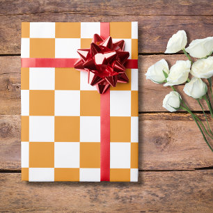 Papel De Regalo Zanahoria y Tablero de Ajedrez Cuadriculado Blanco