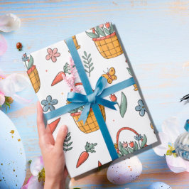 Papel De Regalo Zanahorias Coloridas Flores Patrón de Pascua de Pr
