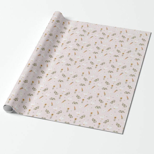 Papel De Regalo Zanahorias de girasol de ganso de granja (Desenrollado)