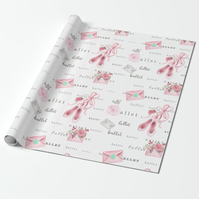 Papel De Regalo Zapatillas de ballet rosa (Desenrollado)