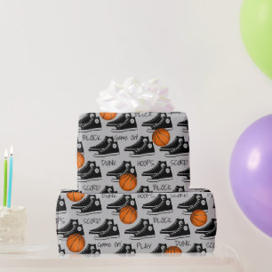 Papel De Regalo Zapatillas negras con baloncesto 