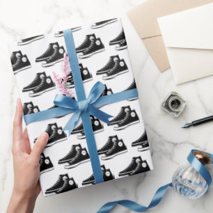 Papel De Regalo Zapatillas Negras sobre Blanco