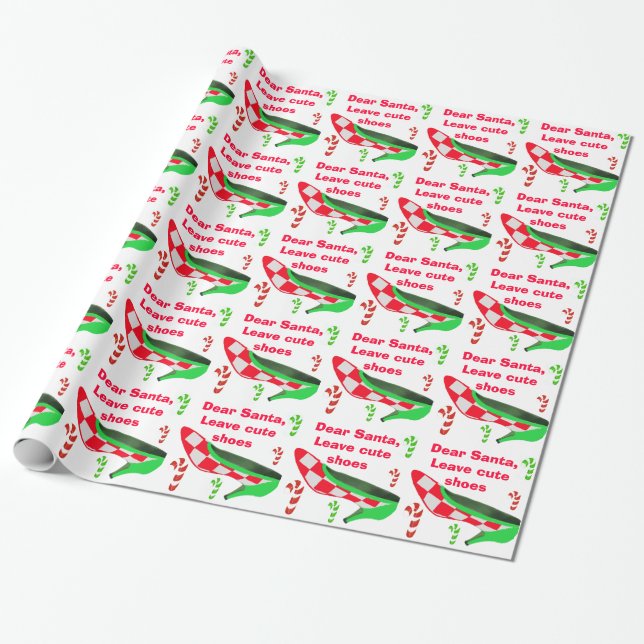 Papel De Regalo Zapato del tacón alto del navidad (Desenrollado)