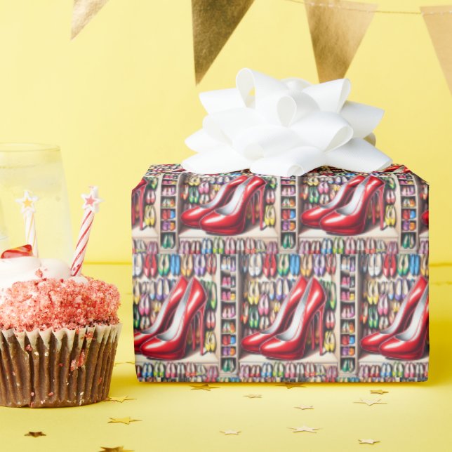 Papel De Regalo Zapatos rojos en Closet (Fiesta de cumpleaños )