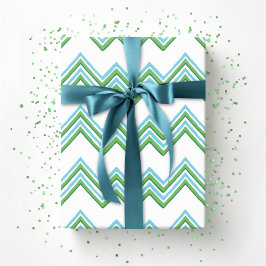 Papel De Regalo Zaza Chevron Wave in Green and Aqua