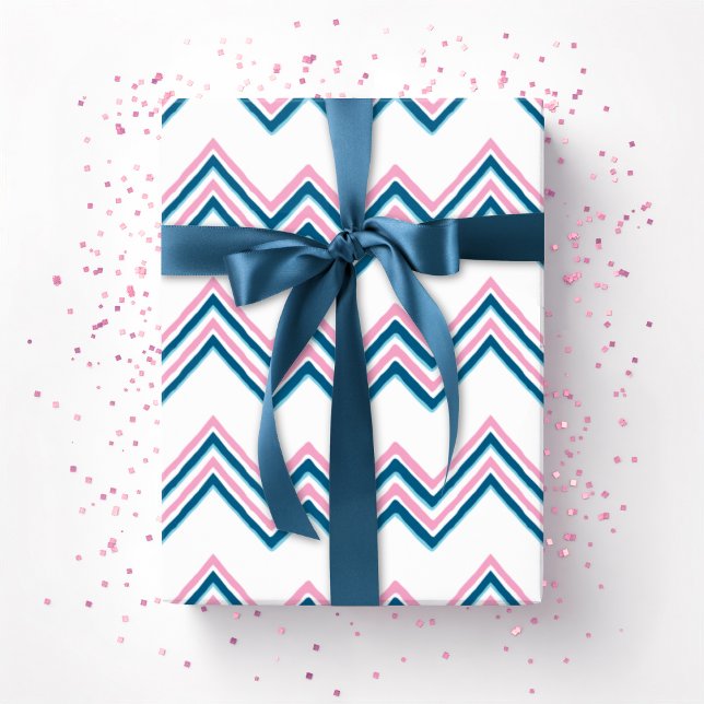 Papel De Regalo Zaza Chevron Wave in Pink and Deep Aqua (Subido por el creador)