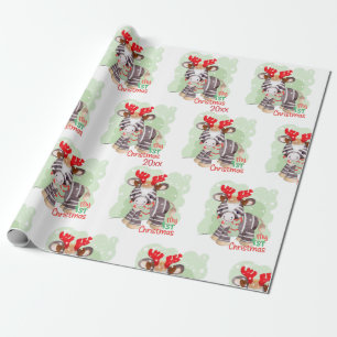 Papel De Regalo Zebra, mi primera Navidad