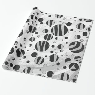 Papel De Regalo Zebra Polka Dot negro y gris claro