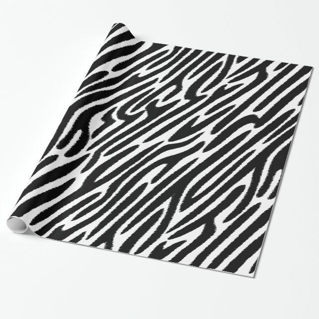 Papel De Regalo Zebra Stripes Clásicos Negro Y Blanco (Desenrollado)