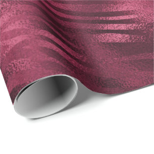 Papel De Regalo Zebra Stripes Lines Marsala Purpurina Burgundy