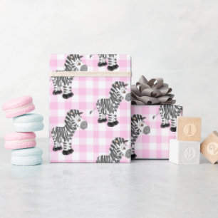 Papel De Regalo Zebras En Pink Gingham