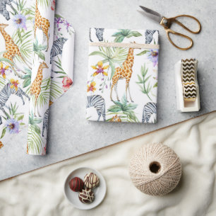 Papel De Regalo Zebras y jirafas Oh Mi