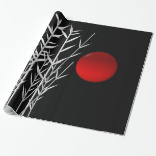 Papel De Regalo Zen rojo del blanco del negro del sol