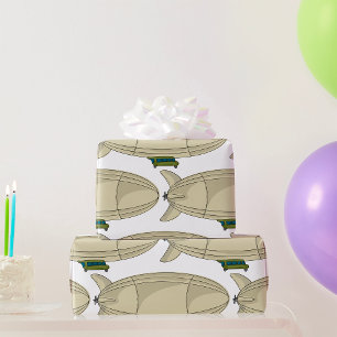 Papel De Regalo Zepelín Dirigible Retro Blimp de Ciencia Ficción