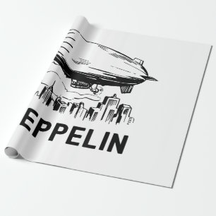 Papel De Regalo Zepelín Retro Vintage - Boceto de Dirigible