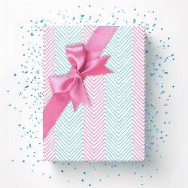 Papel De Regalo Zeta Chevron Stripe in Pink and Aqua