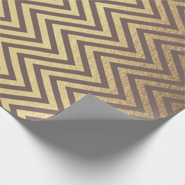 Papel De Regalo Zig Zag Stripes Brown Chocolate Chevron Line (Esquina)