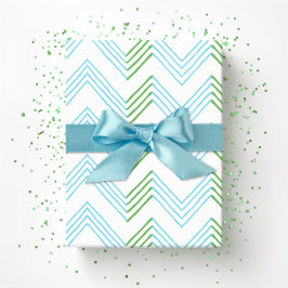 Papel De Regalo Ziggy Chevron en Verde y Aqua