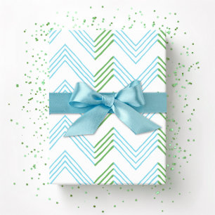 Papel De Regalo Ziggy Chevron en Verde y Aqua