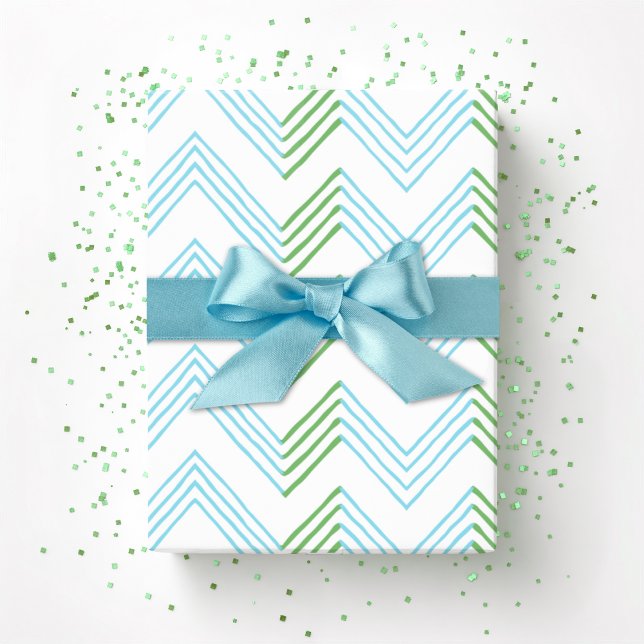 Papel De Regalo Ziggy Chevron in Green and Aqua (Subido por el creador)