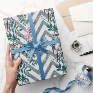 Papel De Regalo Zigzag Bird % Flower Pattern