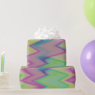 Papel De Regalo zigzags rosas verdes y azules