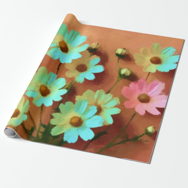Papel De Regalo Zinnia Elegans Flores (Desenrollado)