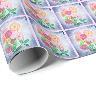 Papel De Regalo Zinnia Flower Blue Swirl