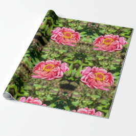 Papel De Regalo Zinnia rosa con centro amarillo