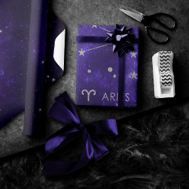 Papel De Regalo Zodiac Purple Aries | Horoscopio Astrológico Cósmi