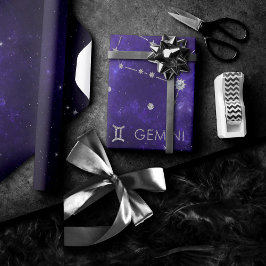 Papel De Regalo Zodiac Purple Gemini | Horoscopio Astrológico Cósm