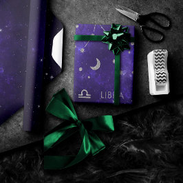 Papel De Regalo Zodiac Purple Libra | Horoscopio Astrológico Cósmi