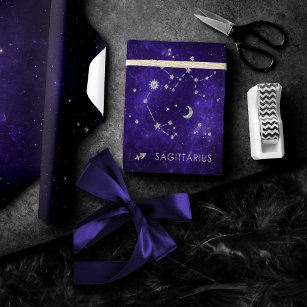 Papel De Regalo Zodiac Purple Sagittarius   Horoscopio astrológico
