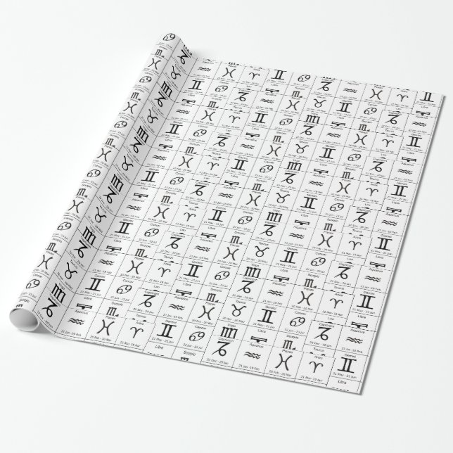 Papel De Regalo Zodiac Sun Rótulo Astrología Calendario Thunder_Co (Desenrollado)